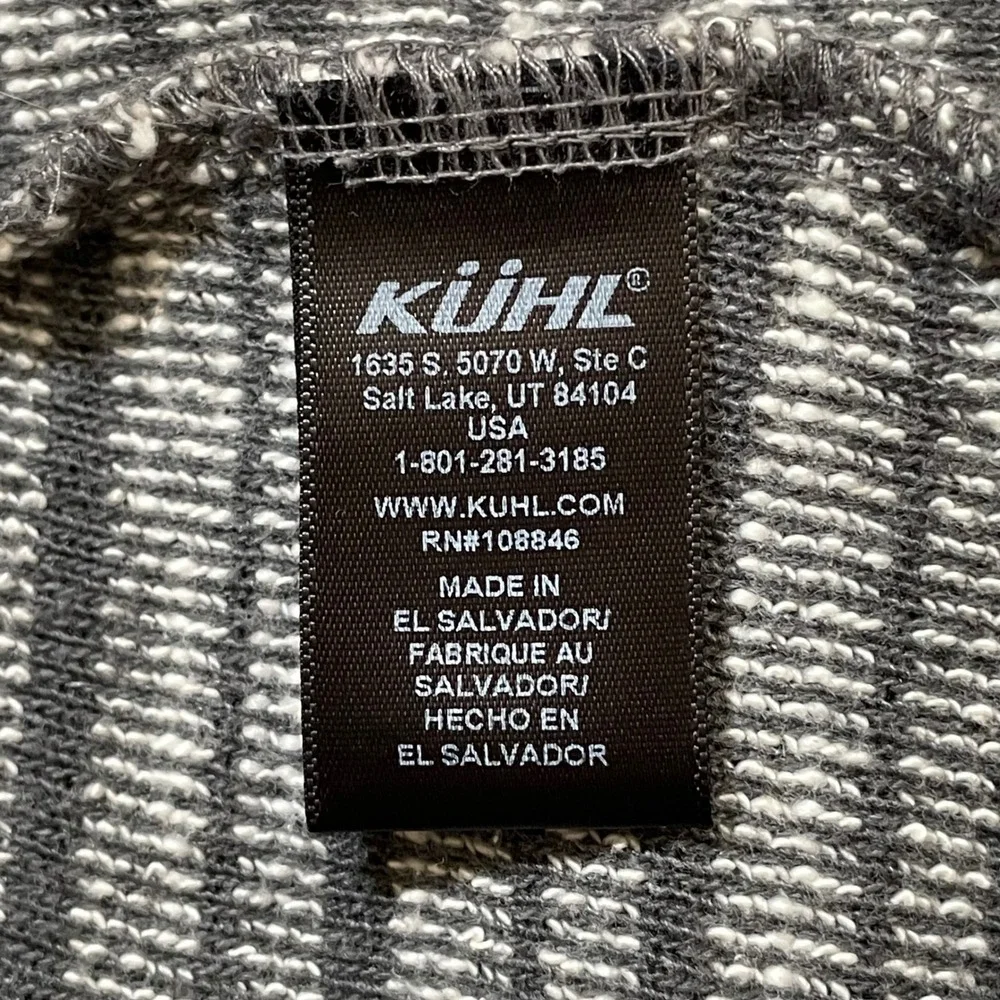 KÜHL Women's Black White Striped Knit‎ Open Front Cardigan Medium Shawl Collar